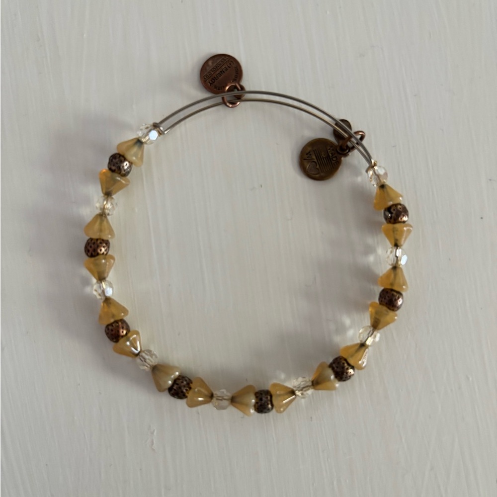 Alex and Ani Gold and Brown Beaded Bracelet